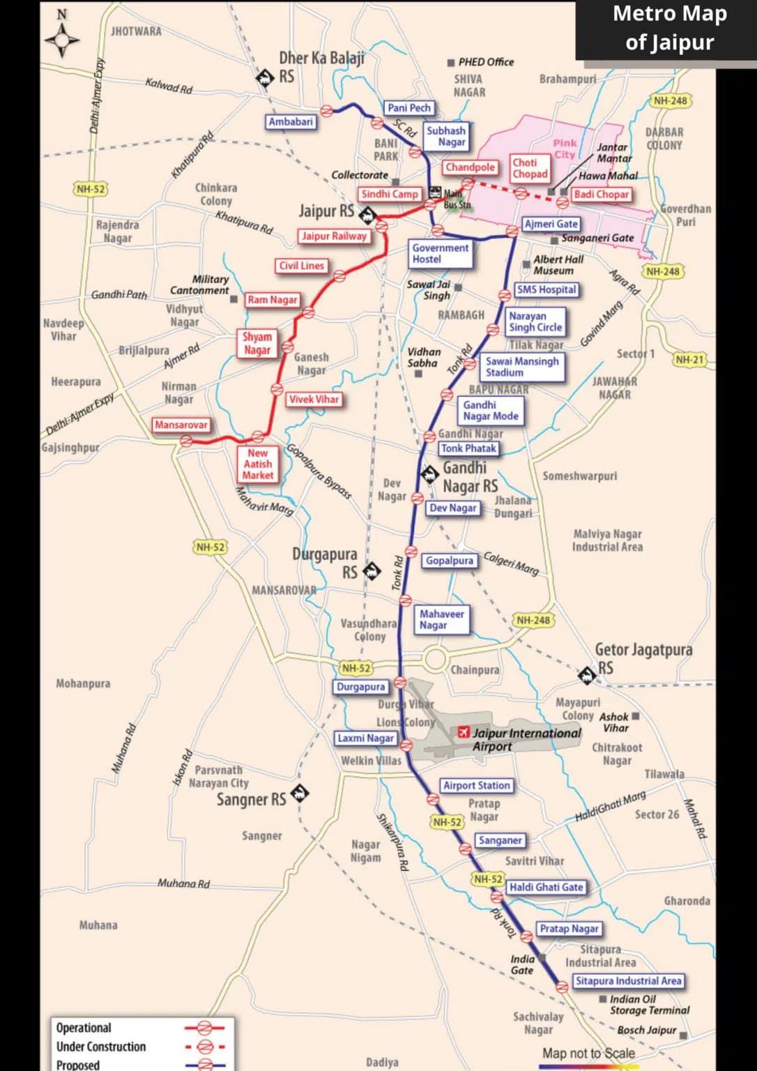 Jaipur Metro Route Map 2026 with All Stations